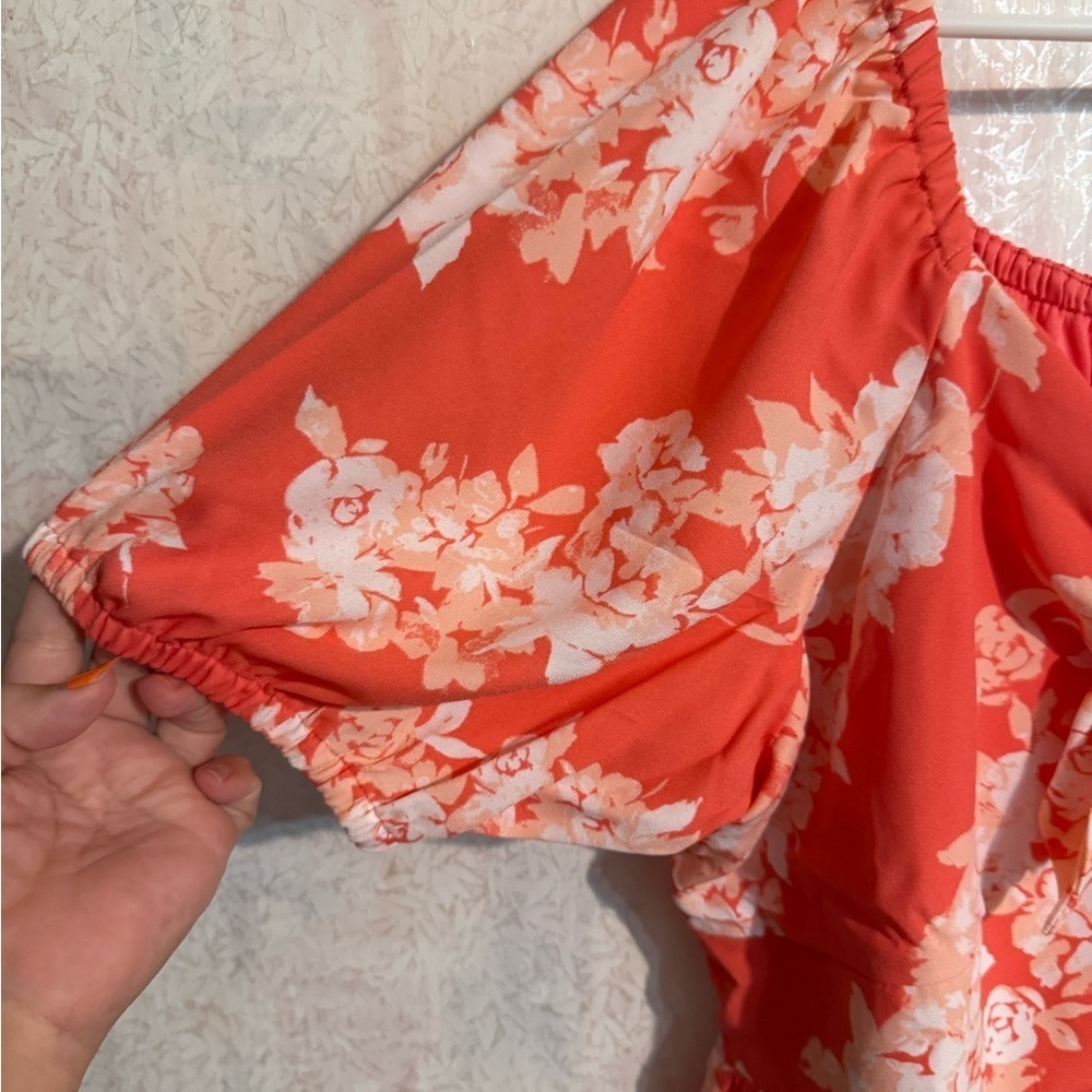 LC Lauren Conrad Coral and White Floral Mini Dress, Sz XXL - Picture 3 of 12